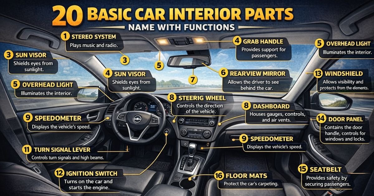 20 Basic Car Interior Parts